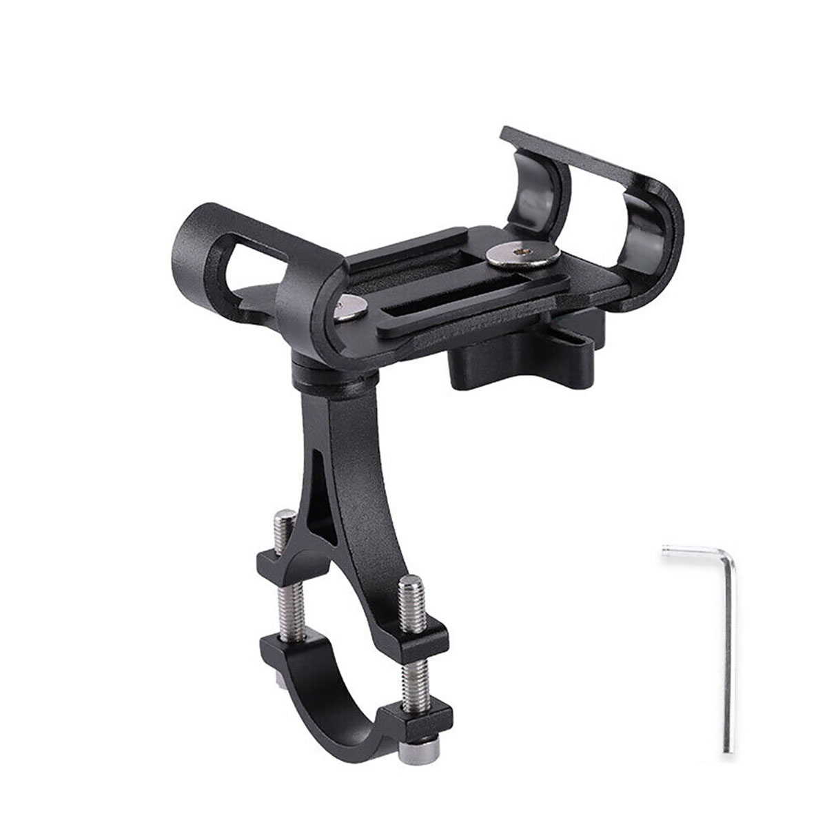 360° Mobile Phone Holder Aluminium Motorcycle Bicycle Handlebar Cell Phone Mount Holder GPS Bracket Black